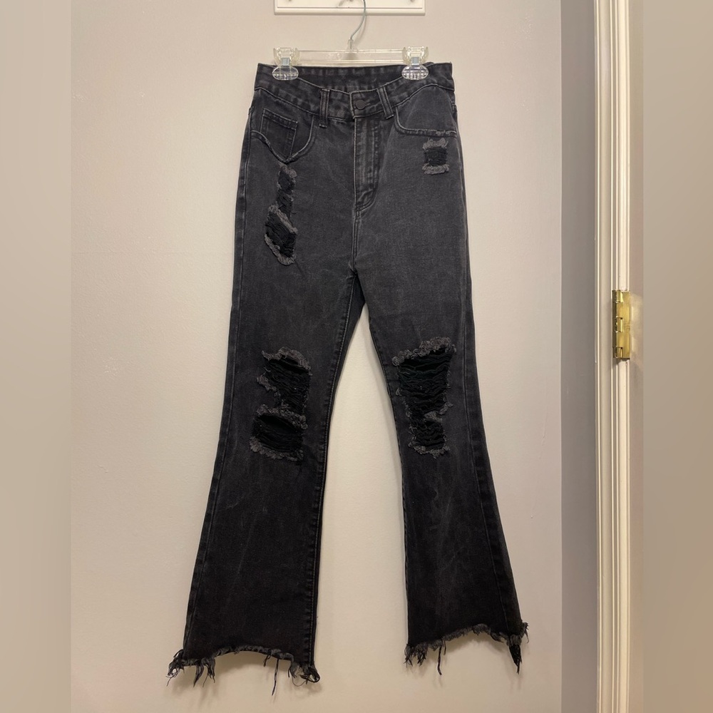 Bootcut Black Distressed Jeans